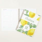 Gele citroen fruit leuk trendy monogram planner (Display)
