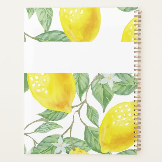 Gele citroen fruit leuk trendy monogram planner (Achterkant)