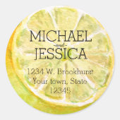 Gele citroen gepersonaliseerd ronde sticker (Voorkant)