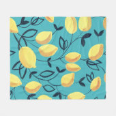 Gele citroen gouache patroon op turquoise. fleece deken (Voorkant (Horizontaal))