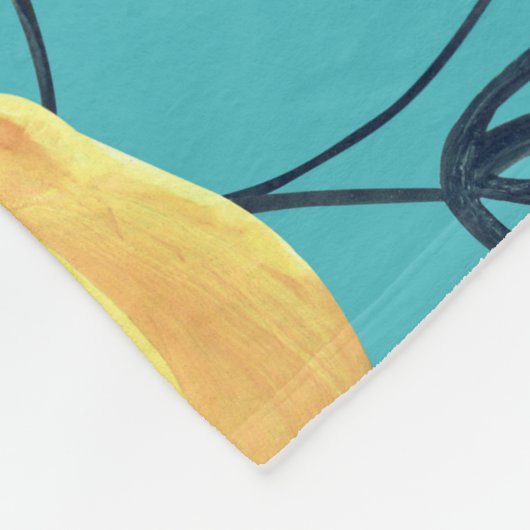 Gele citroen gouache patroon op turquoise. fleece deken (Hoek)