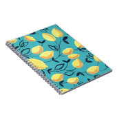 Gele citroen gouache patroon op turquoise. notitieboek (Rechterzijde)