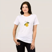 Gele Citroen met Groene Bladeren | Verse Citrus Tri-Blend Shirt (Voorkant volledig)