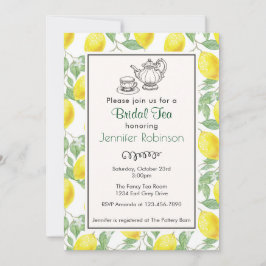 Gele Citroen Patroon Bruids Thee Uitnodigen Kaart