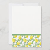 Gele Citroen Patroon Bruids Thee Uitnodigen Kaart (Achterkant)