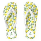 Gele citroen patroon naam groen wit teenslippers (Voetbed)