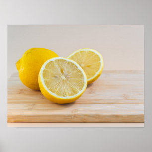 Gele Citroen Schijfjes Food Fotografie Stilleven Poster