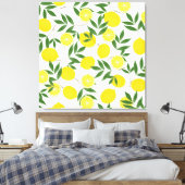 Gele citroen set naadloos patroon canvas afdruk (Insitu (Slaapkamer))