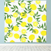 Gele citroen set naadloos patroon canvas afdruk (Insitu (Houten vloer))