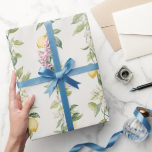 Gele Citroen Wijnstok Bloemrijke Bruidsdouche Cadeaupapier