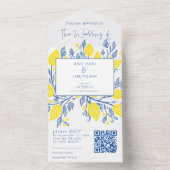 Gele citroen wijnstokken bruiloft uitnodiging en R (Binnen)