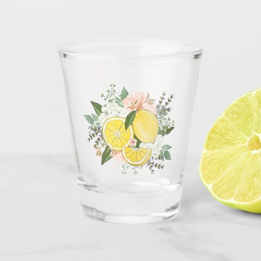 Gele citroenbloem shot glas (Voorkant)