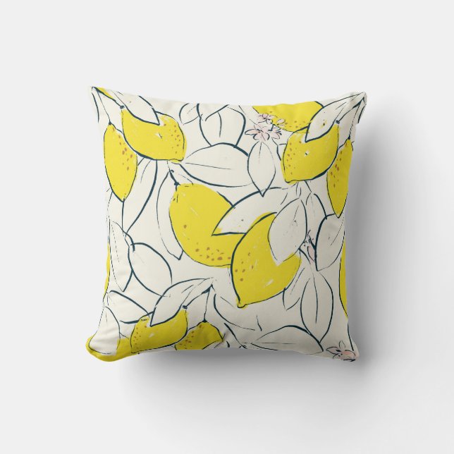 Gele citroencitrusvruchten handtekeningen  kussen (Voorkant)