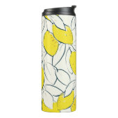 Gele citroencitrusvruchten handtekeningen  thermosbeker (Gedraaid links)