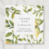 Gele citroenen blad chic Bedankt Baby Shower Bedankjes Labels (Voorkant)