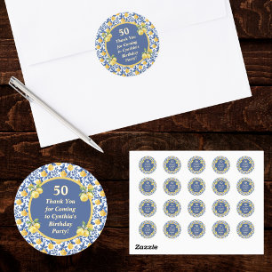 Gele citroenen Blauwe Middellandse Zee Amalfi verj Ronde Sticker
