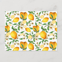 Gele citroenen en mooie citroenbloemen   briefkaart