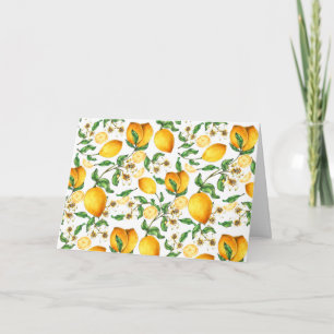Gele citroenen en mooie citroenbloemen   kaart
