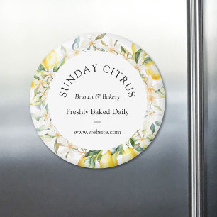 Gele citroenen en witte bloemen bloemenkrans magneet