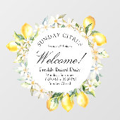 Gele citroenen en witte bloemen bloemenkrans raamsticker (Vel)