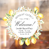 Gele citroenen en witte bloemen bloemenkrans raamsticker (Vel 2)