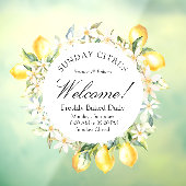 Gele citroenen en witte bloemen bloemenkrans raamsticker (Vel 3)