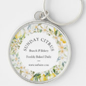 Gele citroenen en witte bloemen bloemenkrans sleutelhanger (Voorkant)