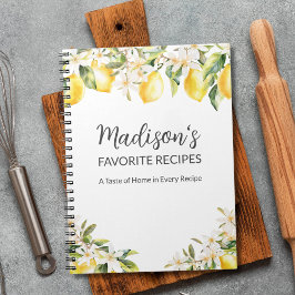 Gele citroenen en witte bloemen familie recept notitieboek