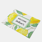 Gele citroenen familienaam welkom deurmat (Schuin)