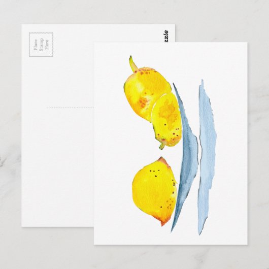 Gele citroenen fruit art briefkaart (Voorkant / Achterkant)