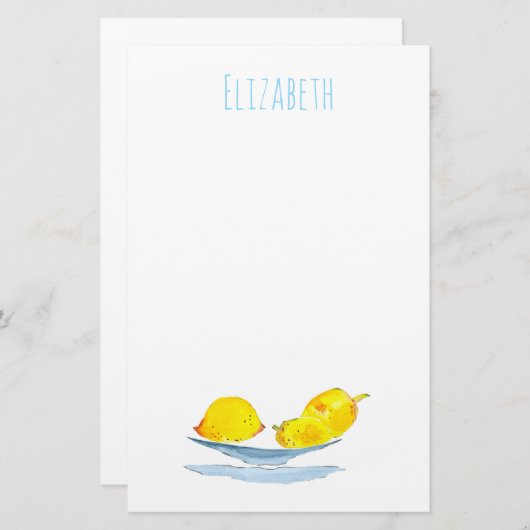 Gele citroenen fruit art briefpapier (Voorkant / Achterkant)