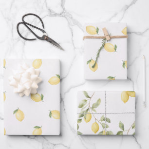 Gele citroenen fruit bruidsdouche inpakpapier vel