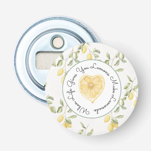 Gele Citroenen Fruit Limonade Button Flesopener (Voorkant)