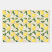 Gele citroenen, groene bladeren en witte bloemen w inpakpapier vel (Voorkant 3)