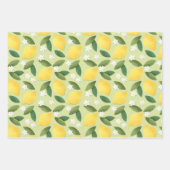 Gele citroenen, groene bladeren en witte bloemen w inpakpapier vel (Voorkant 2)