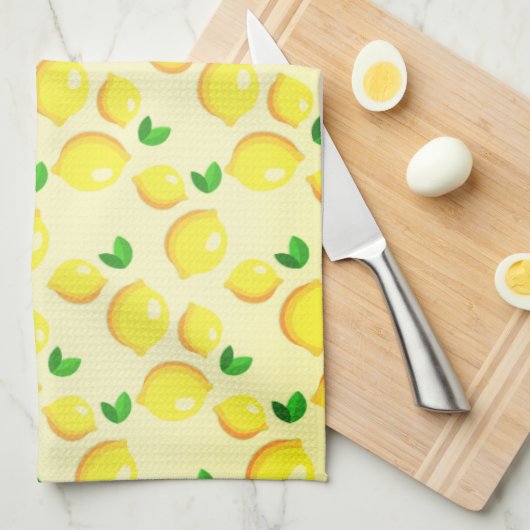 Gele citroenen keukenhanddoek (Quarter Fold)