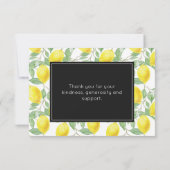 Gele citroenen met groen blad patroon dank u bedankkaart (Achterkant)