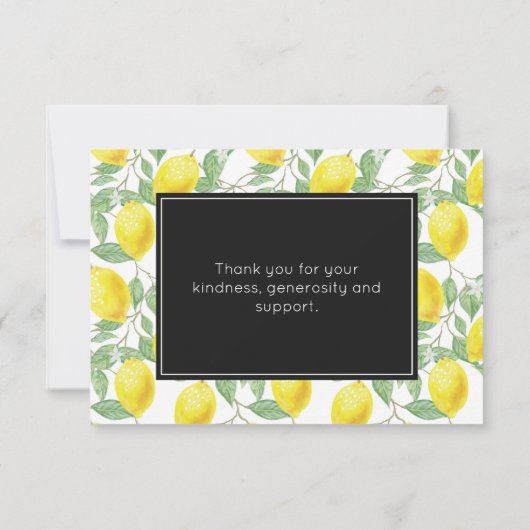 Gele citroenen met groen blad patroon dank u bedankkaart (Achterkant)