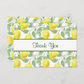 Gele citroenen met groen blad patroon dank u bedankkaart (Voorkant / Achterkant)