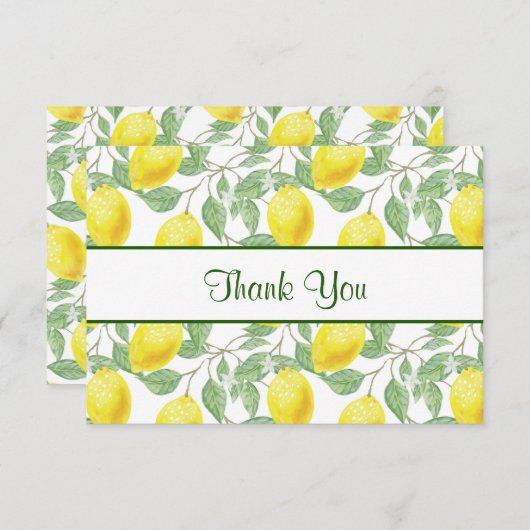 Gele citroenen met groen blad patroon dank u bedankkaart (Voorkant / Achterkant)