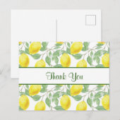 Gele citroenen met groen blad patroon dank u briefkaart (Voorkant / Achterkant)