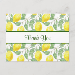 Gele citroenen met groen blad patroon dank u briefkaart