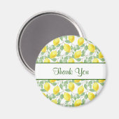 Gele citroenen met groen blad patroon dank u magneet (Voorkant / Achterkant)