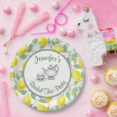 Gele citroenen met groene bladeren bruids thee par papieren bordje (Feest)