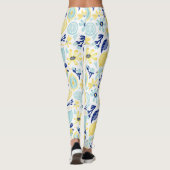Gele Citroenen Mint Groen en Blauw Patroon Print Leggings (Achterkant)