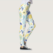 Gele Citroenen Mint Groen en Blauw Patroon Print Leggings (Rechts)