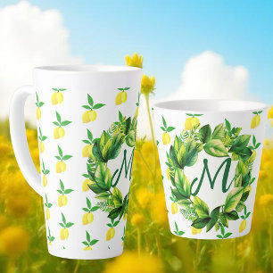 Gele citroenen monogram latte mok