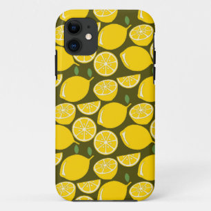 Gele citroenen & olijfgroene patroon: moderne citr Case-Mate iPhone case