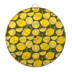 Gele citroenen & olijfgroene patroon: moderne citr dartbord