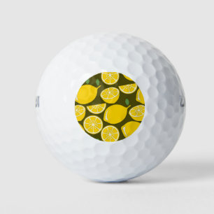 Gele citroenen & olijfgroene patroon: moderne citr golfballen